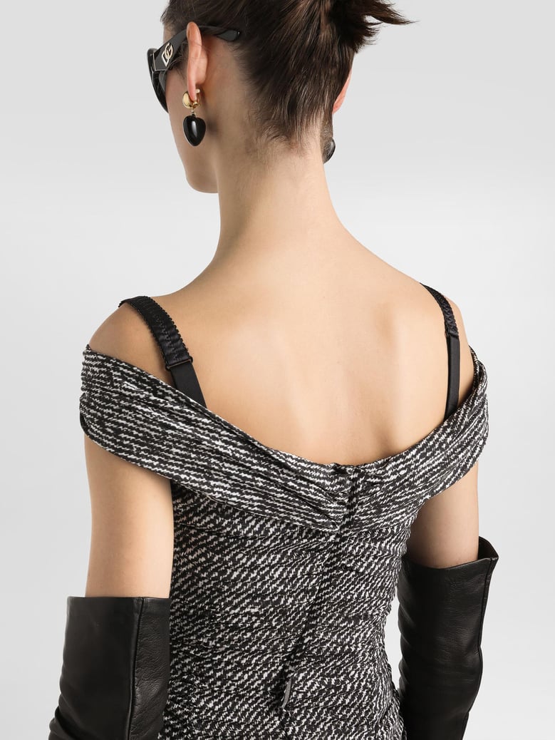 diagonal print dress in silk blend by Selfnex