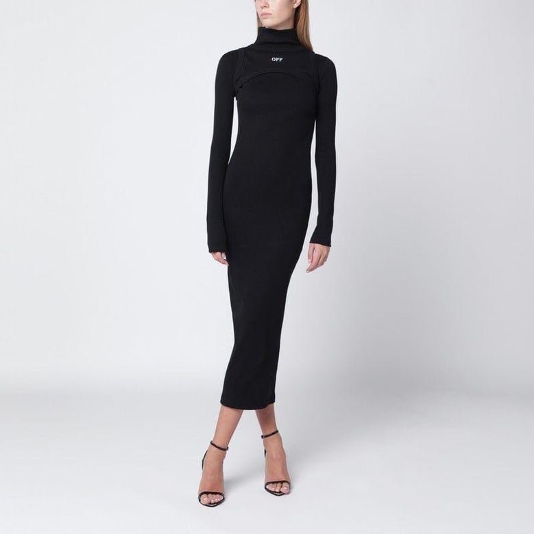 black cotton midi dress with logo by Selfnex