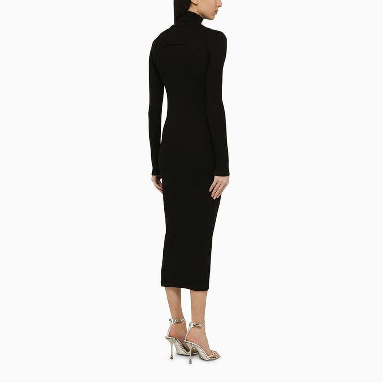 black cotton midi dress with logo by Selfnex