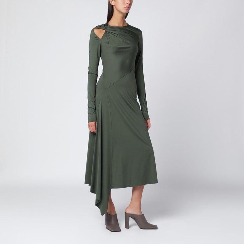 midi dress in oregano green with interlace by Selfnex