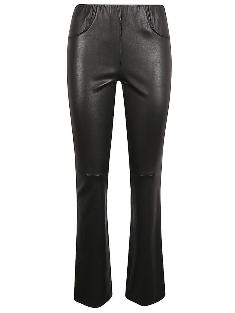 leather flared leg trousers by Selfnex