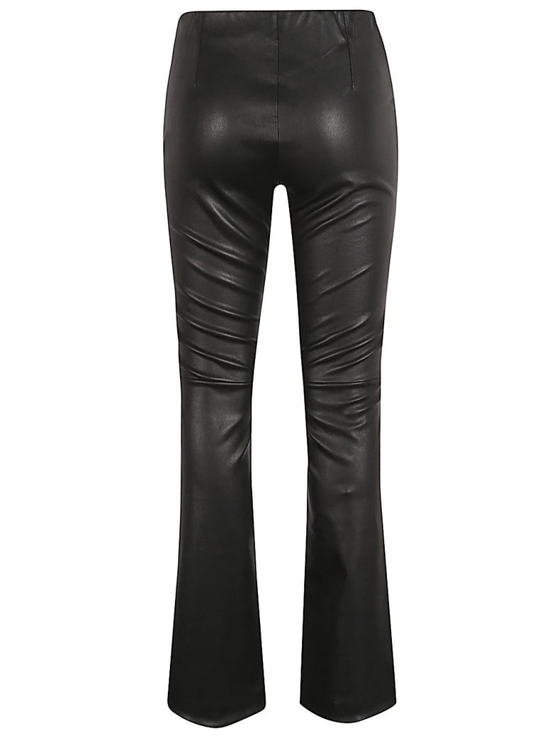 leather flared leg trousers by Selfnex