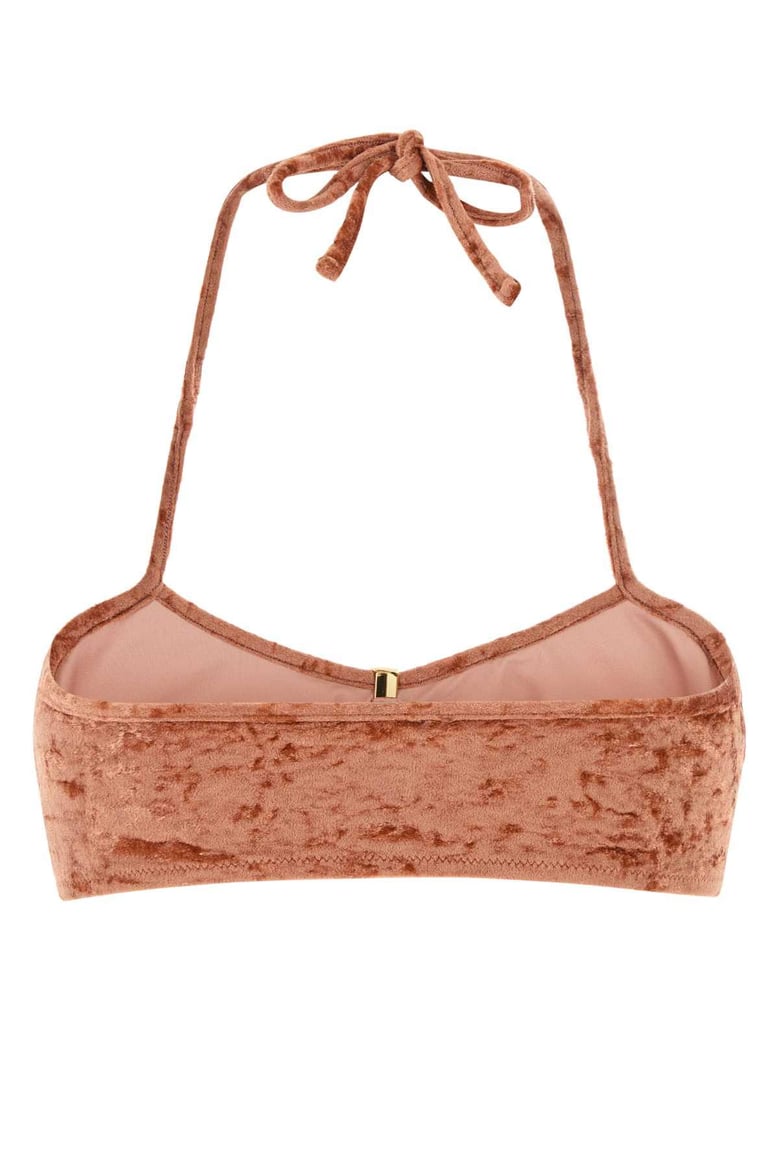 peach stretch velvet bikini top by Selfnex