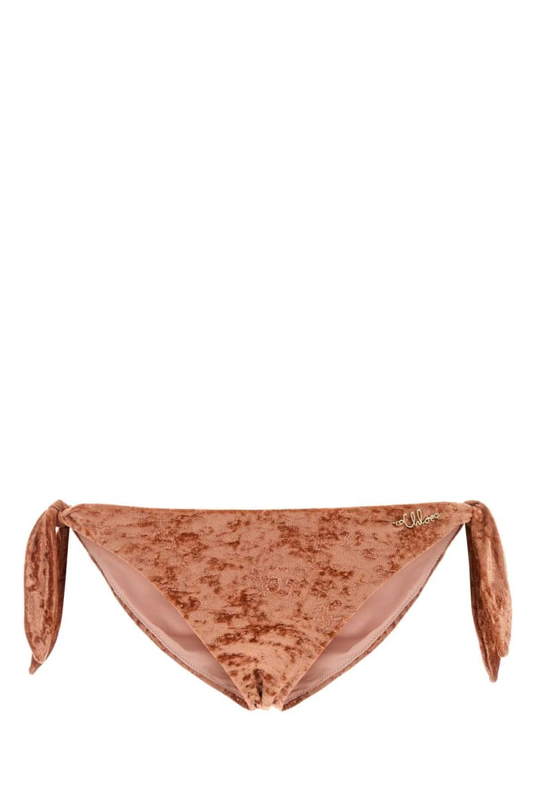 peach stretch velvet bikini slip by Selfnex