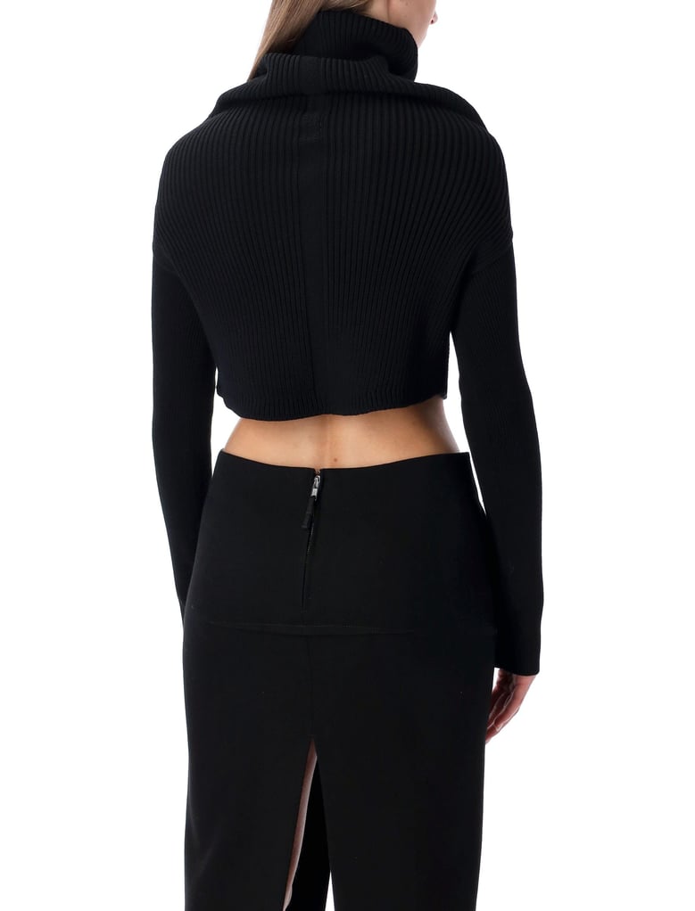 rick owens black cropped knit with cowl neck by Selfnex