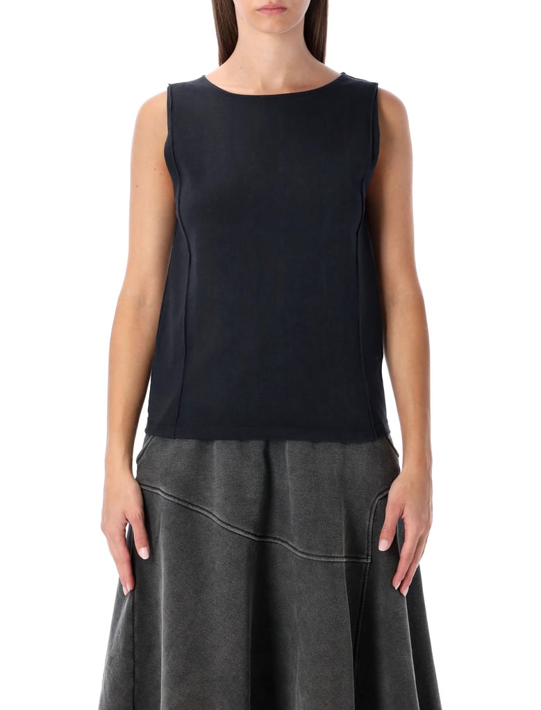 our legacy black lounge jersey top with laser-cut back by Selfnex