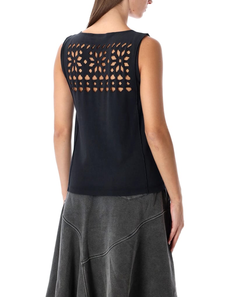 our legacy black lounge jersey top with laser-cut back by Selfnex