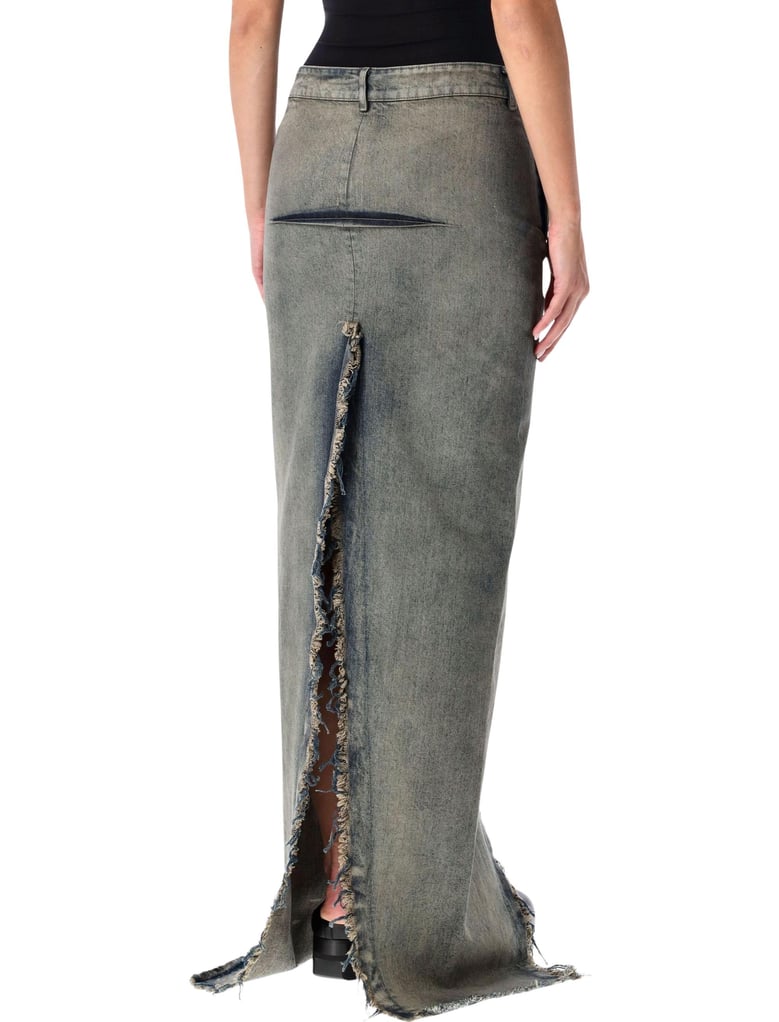 rick owens long denim sliced skirt by Selfnex