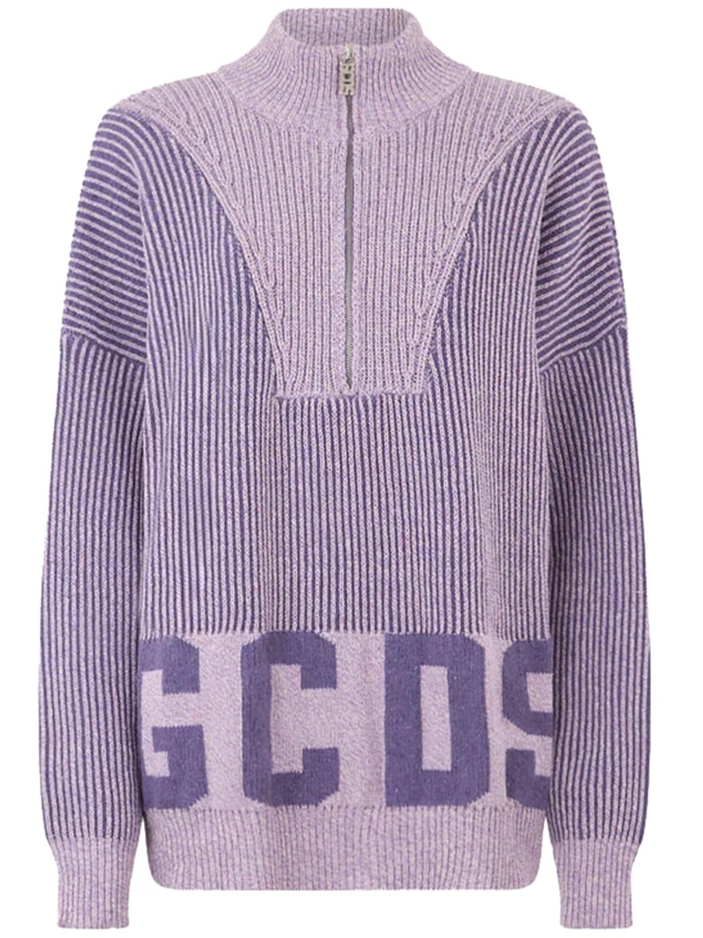 ribbed low logo half zip sweater by Selfnex
