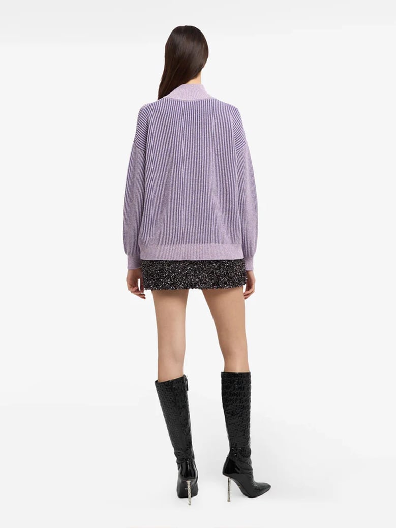 ribbed low logo half zip sweater by Selfnex