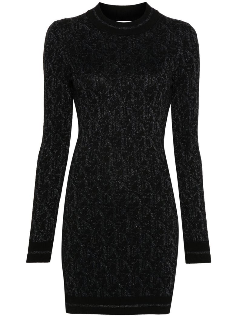 monogram jacquard mini dress by Selfnex