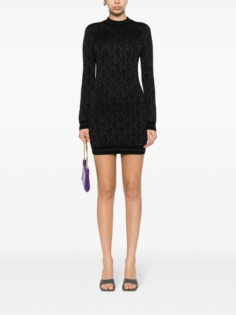 monogram jacquard mini dress by Selfnex