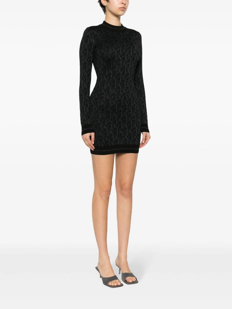 monogram jacquard mini dress by Selfnex