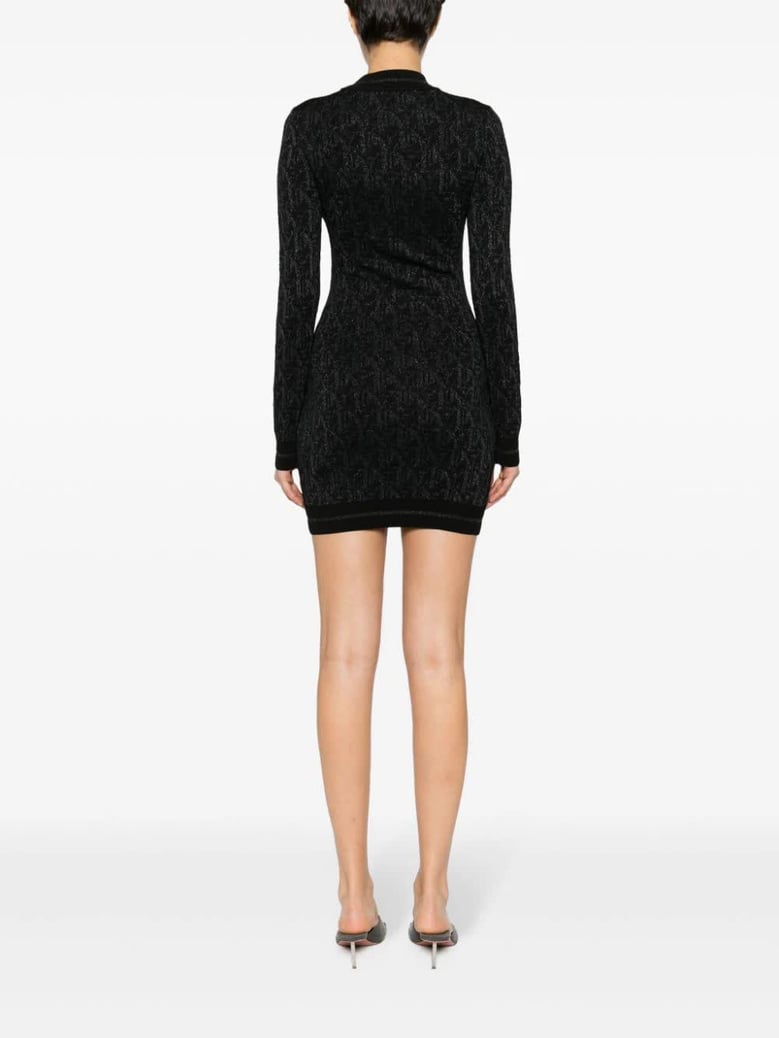monogram jacquard mini dress by Selfnex