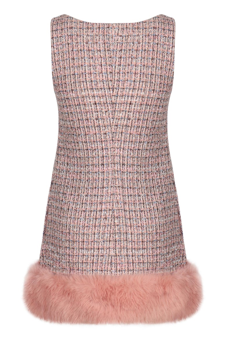mini dress with boucle fur trim by Selfnex