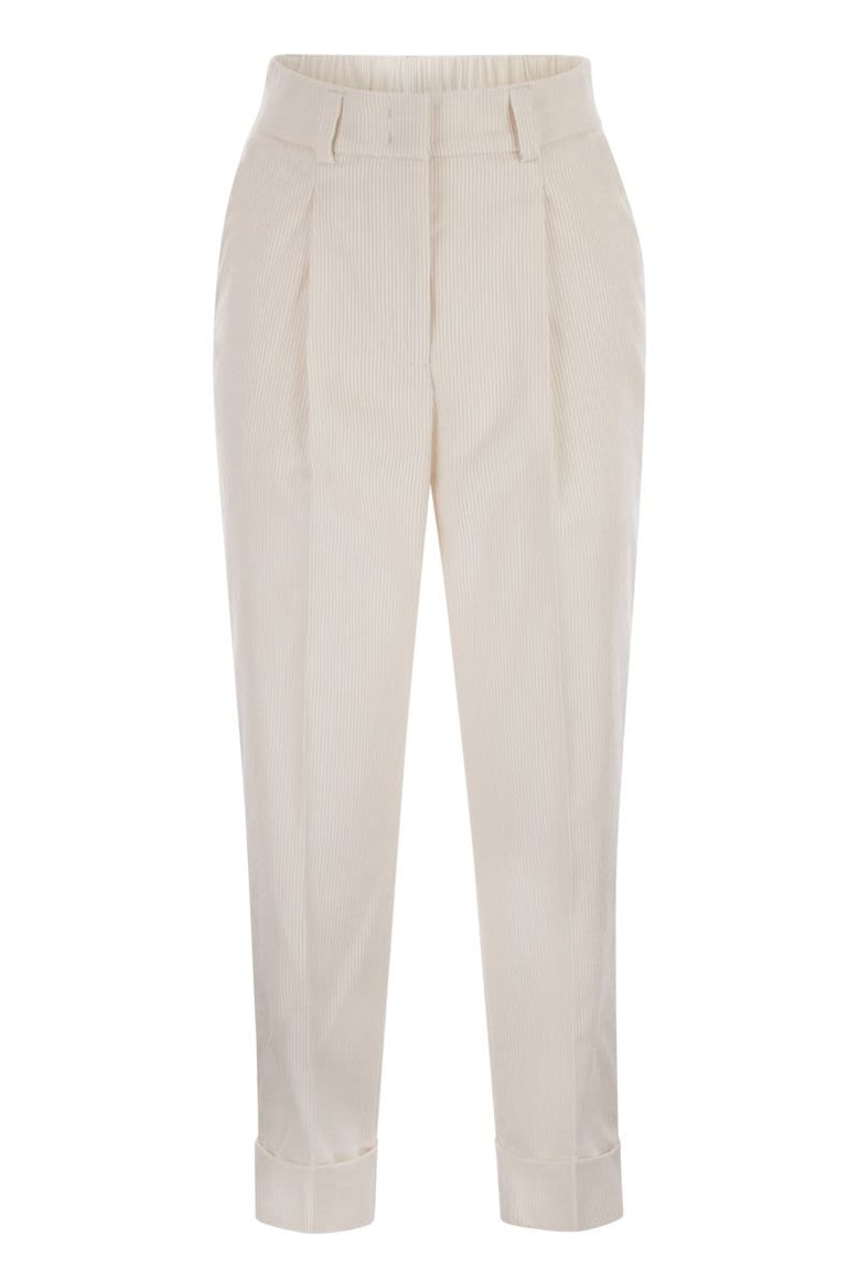 500-stripe velvet trousers by Selfnex