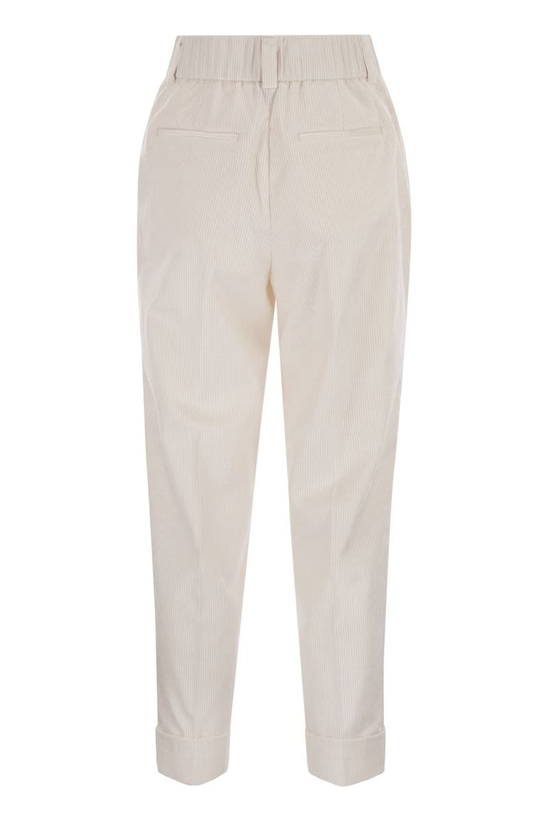 500-stripe velvet trousers by Selfnex