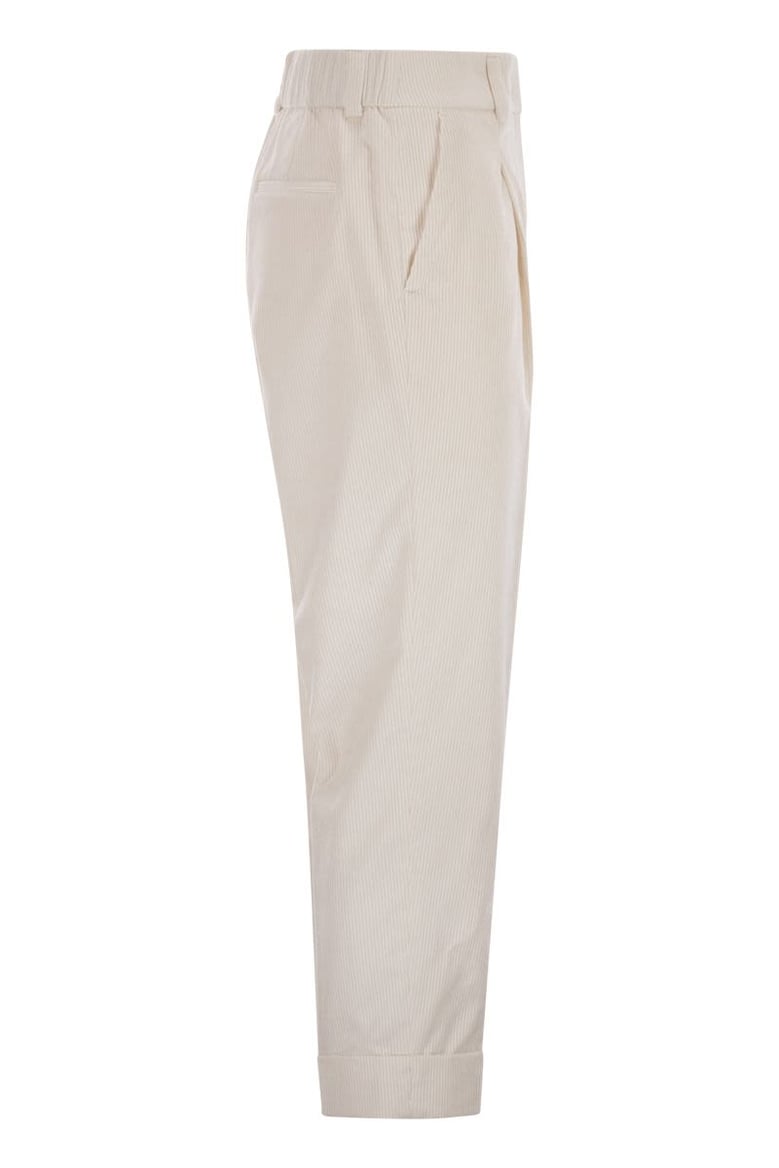500-stripe velvet trousers by Selfnex