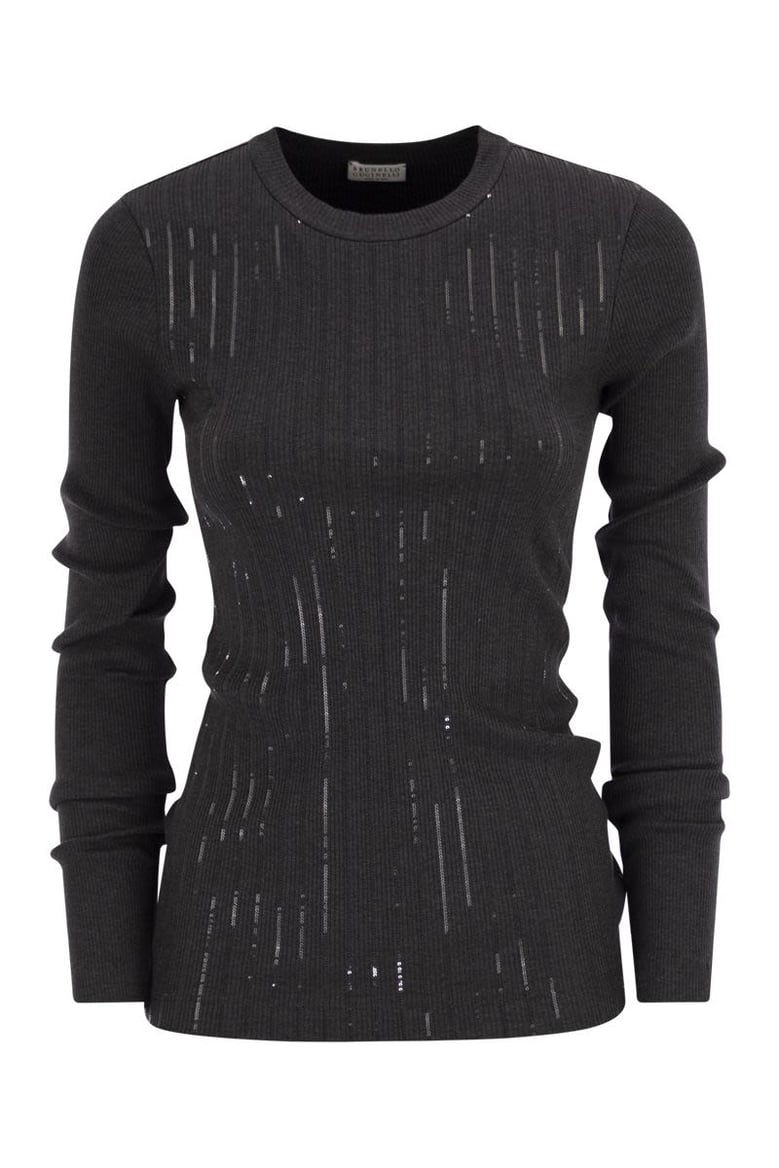 cotton jersey t-shirt with dazzling chalk stripe embroidery by Selfnex