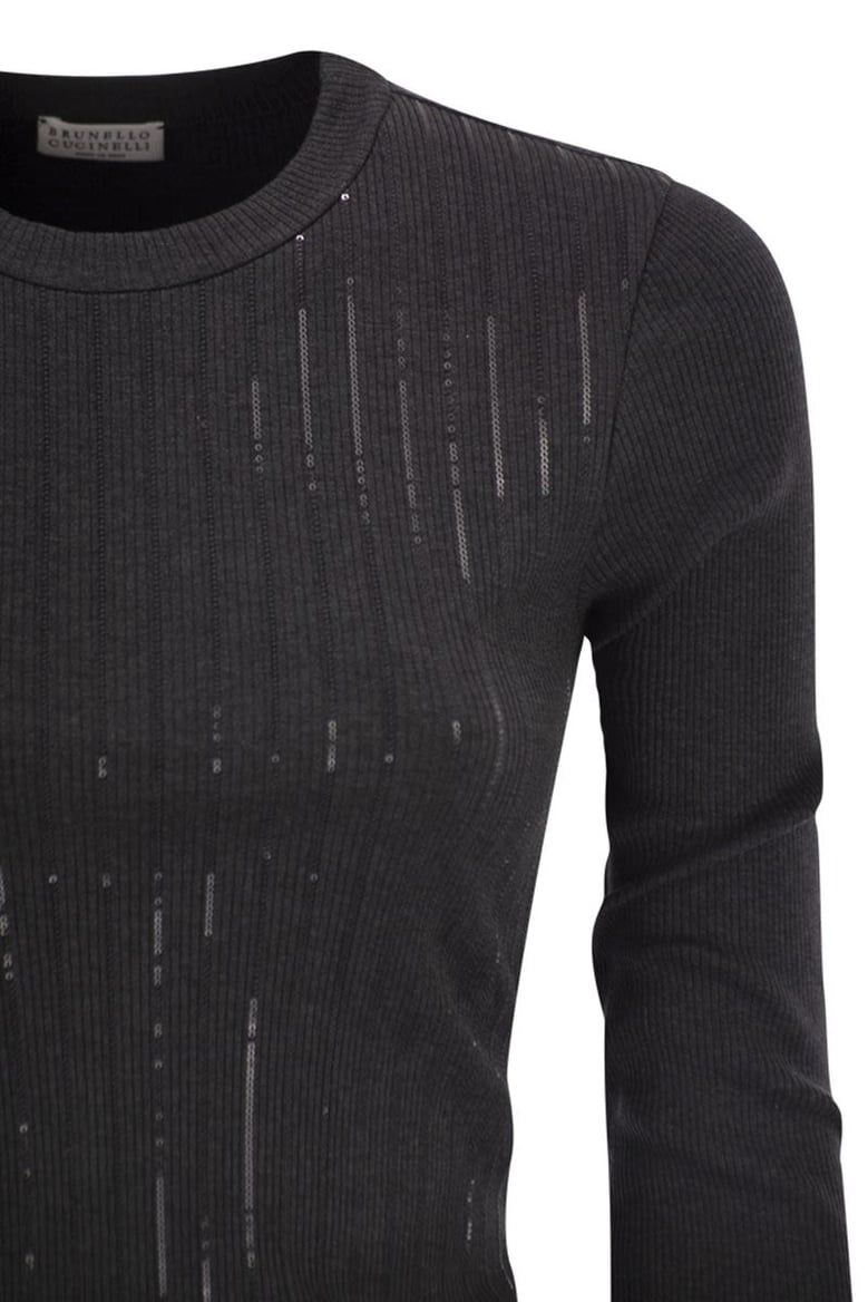 cotton jersey t-shirt with dazzling chalk stripe embroidery by Selfnex