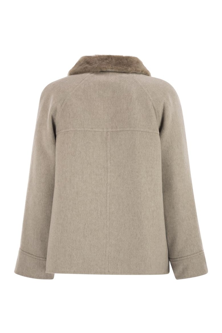 cashmere outerwear with fur collar by Selfnex