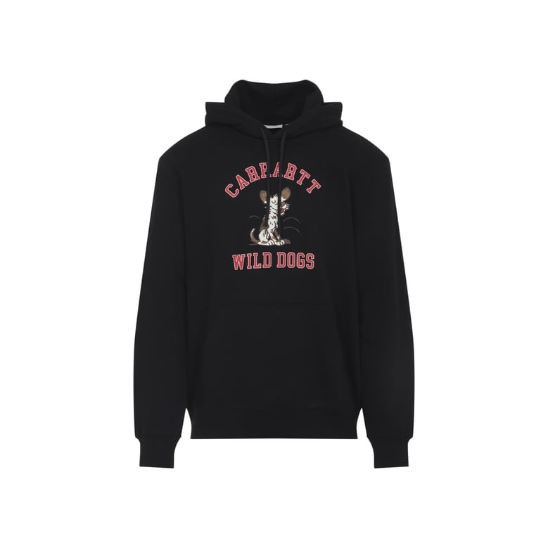black cotton hooded wild dog sweatshirt by Selfnex