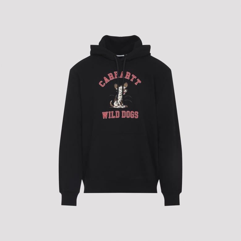 black cotton hooded wild dog sweatshirt by Selfnex