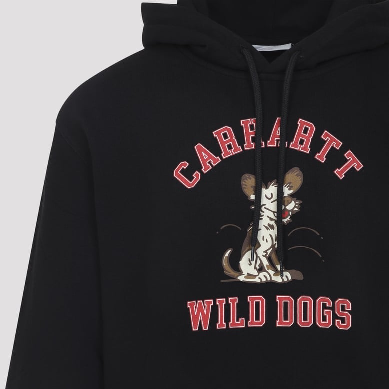 black cotton hooded wild dog sweatshirt by Selfnex