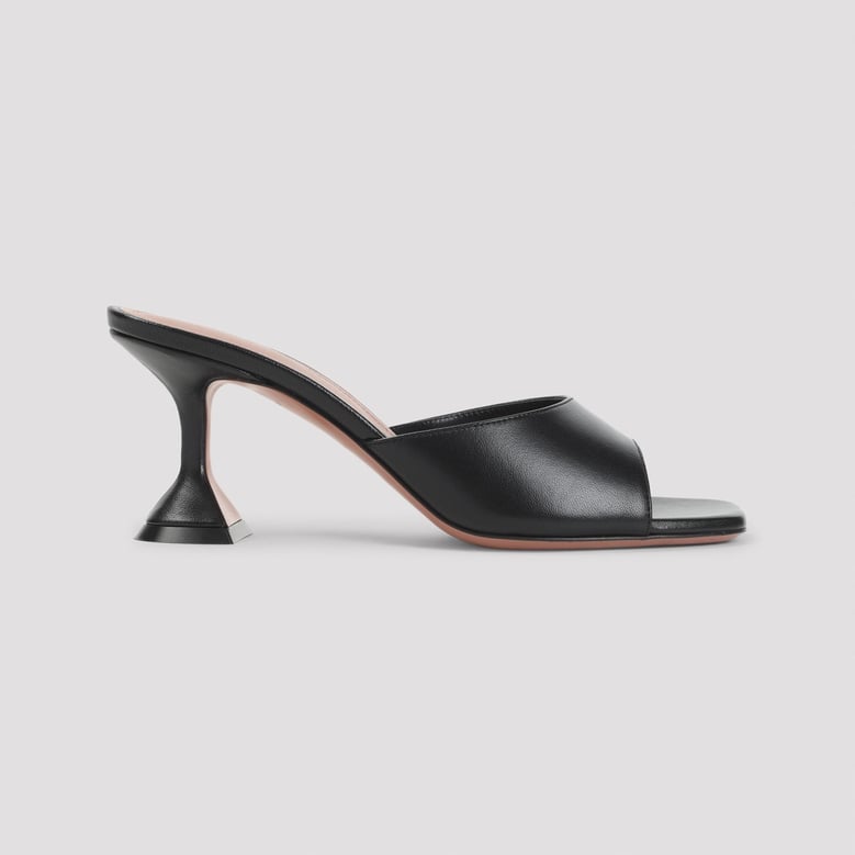 black nappa leather lupita 70 slippers by Selfnex