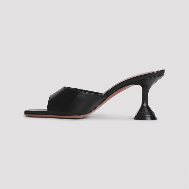 black nappa leather lupita 70 slippers by Selfnex