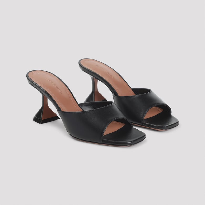 black nappa leather lupita 70 slippers by Selfnex