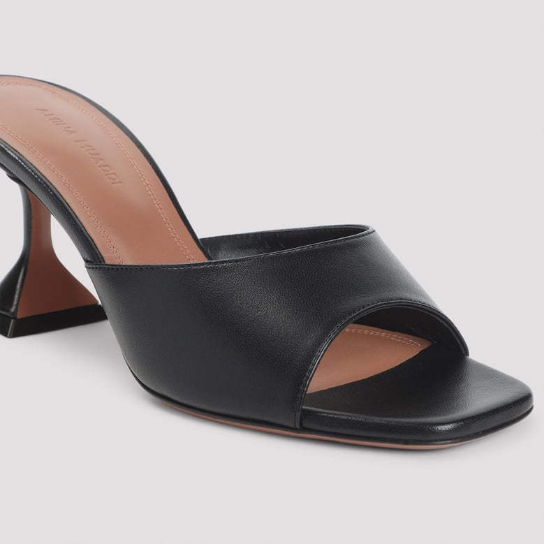 black nappa leather lupita 70 slippers by Selfnex