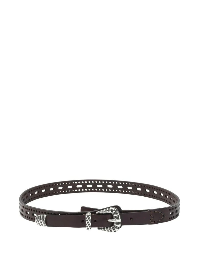 leather belt with perforated details by Selfnex