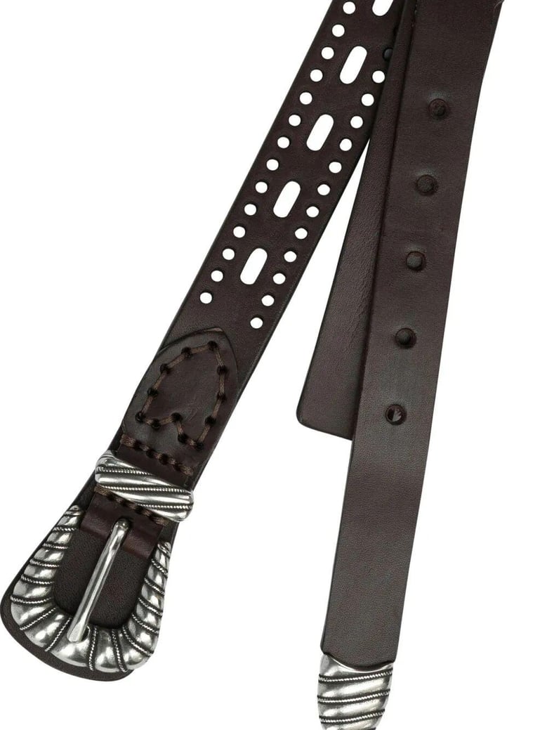 leather belt with perforated details by Selfnex