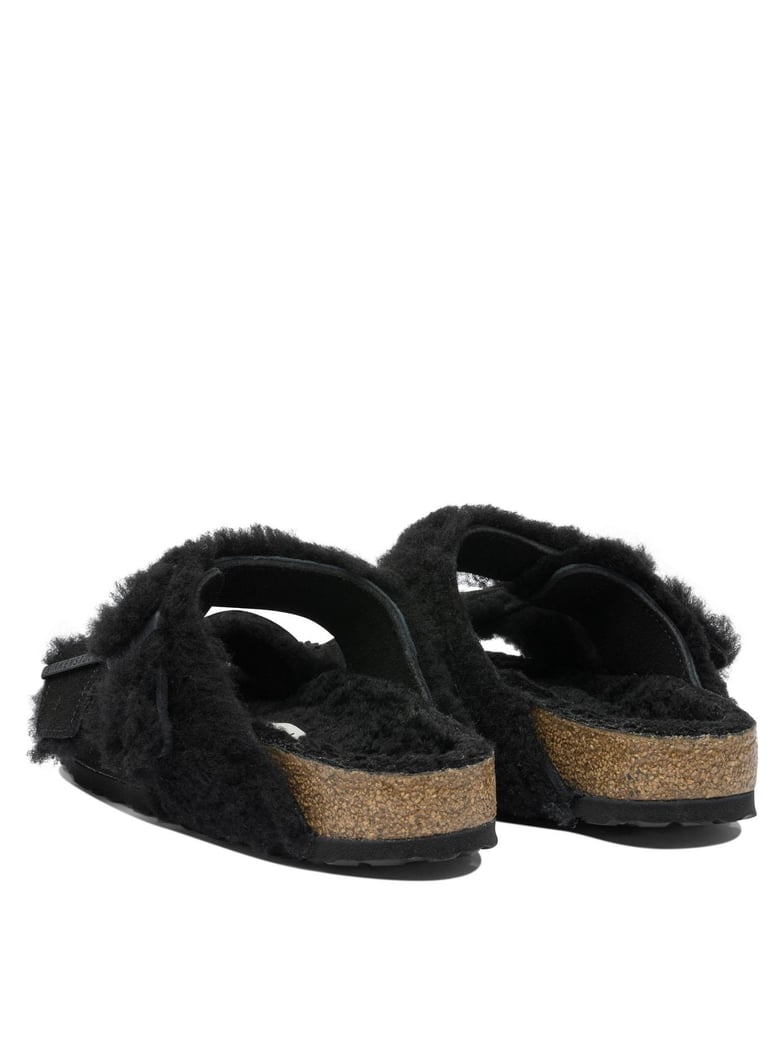 arizona split shearl teddy suede leather slippers by Selfnex
