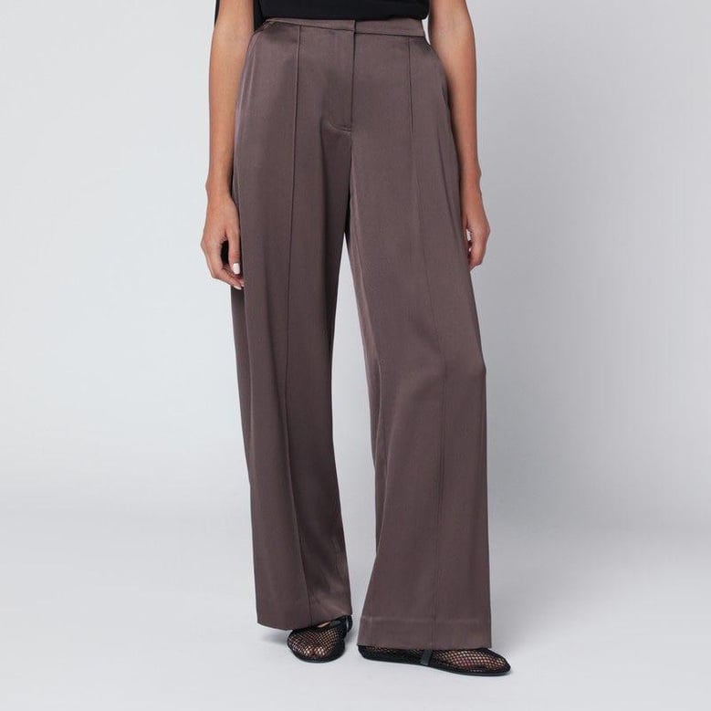 kyra trousers in chocolate satin by Selfnex