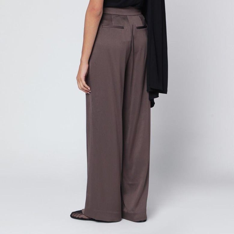 kyra trousers in chocolate satin by Selfnex