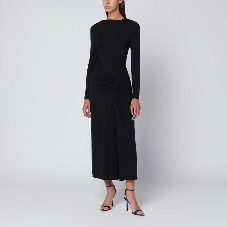 ferrera dress in black draped jersey by Selfnex