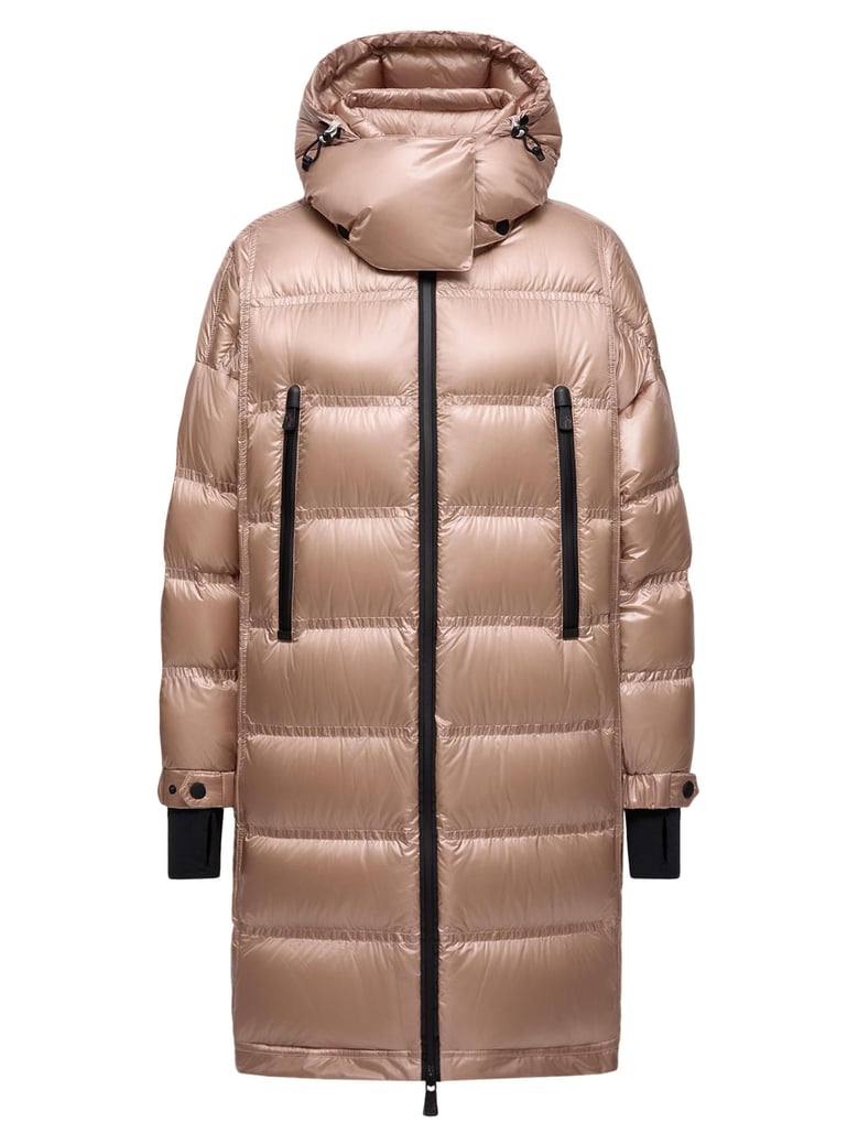 rochelairs hooded long down jacket by Selfnex