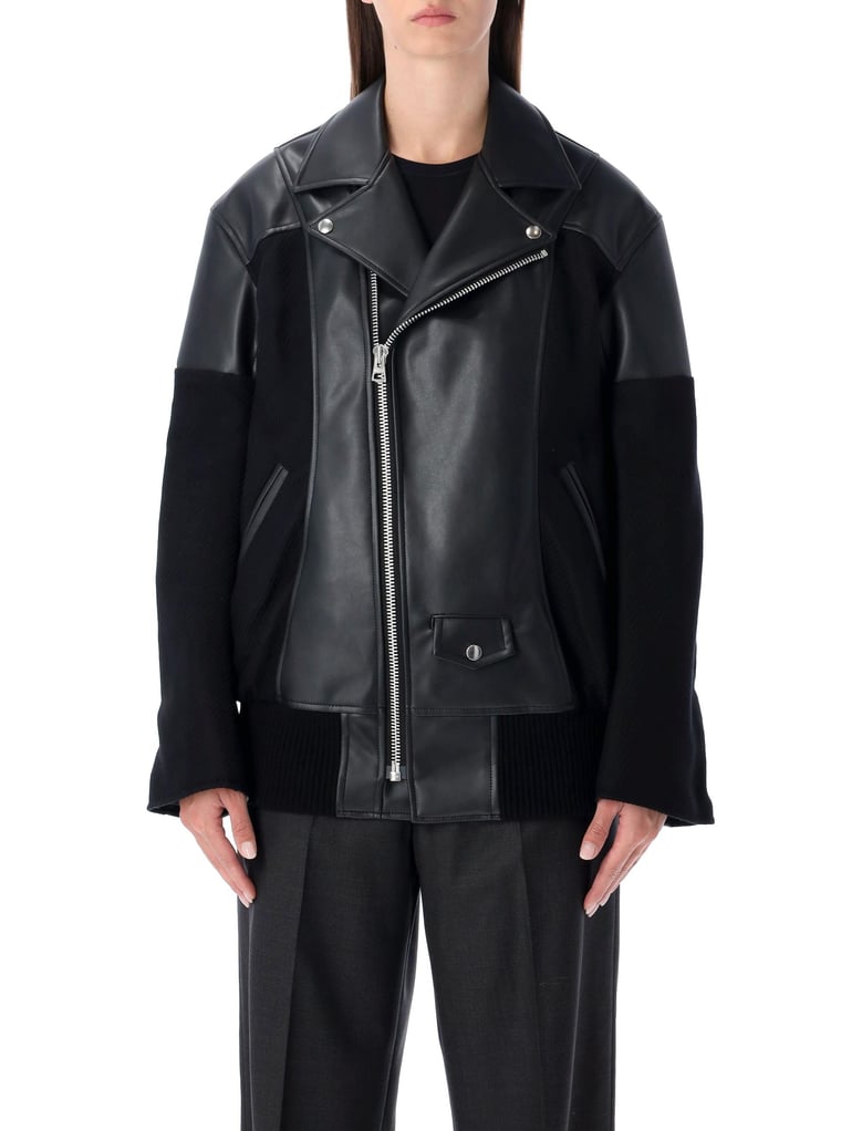 junya watanabe black eco-leather and wool jacket by Selfnex