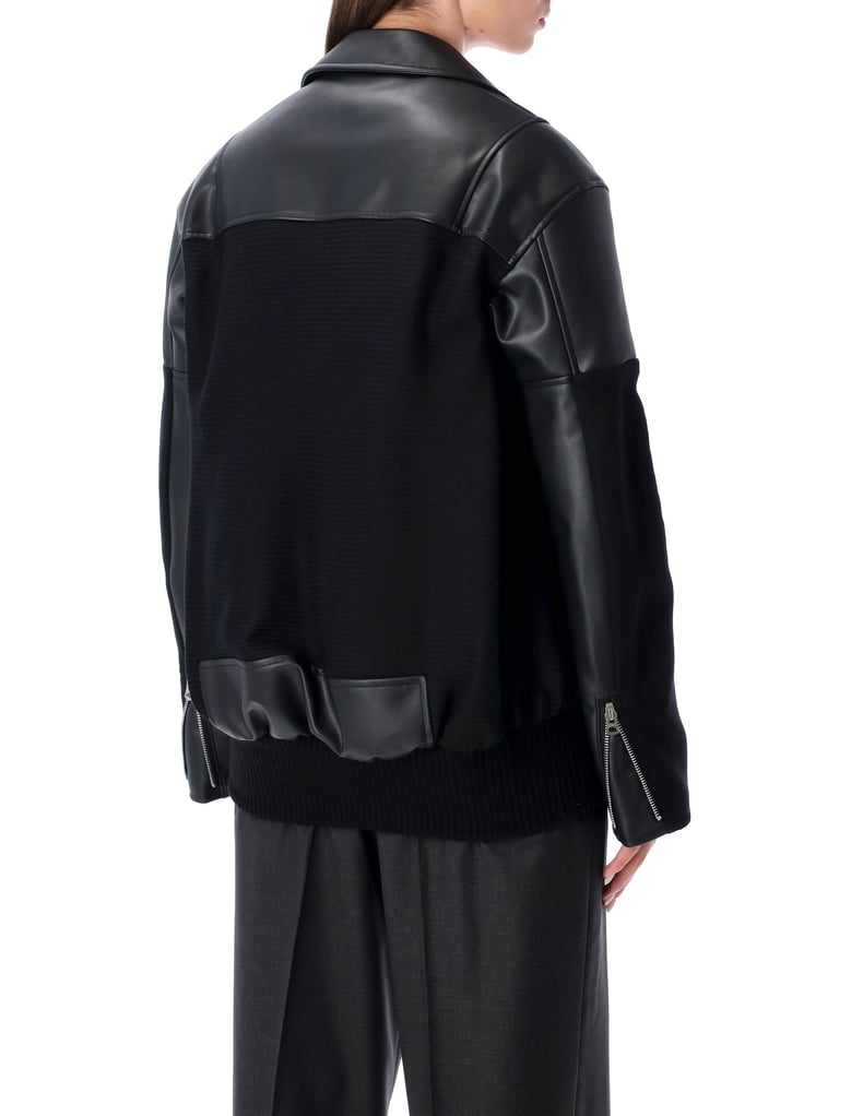 junya watanabe black eco-leather and wool jacket by Selfnex