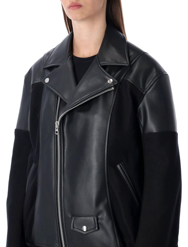 junya watanabe black eco-leather and wool jacket by Selfnex