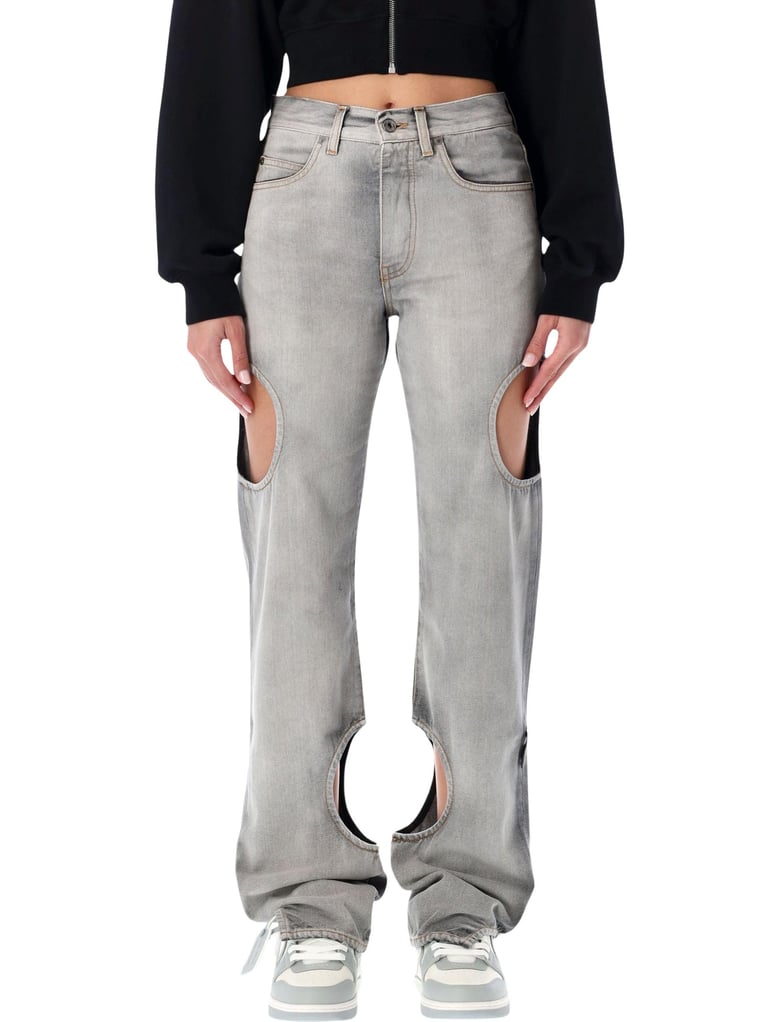 off-white grey meteor cut-out jeans by Selfnex