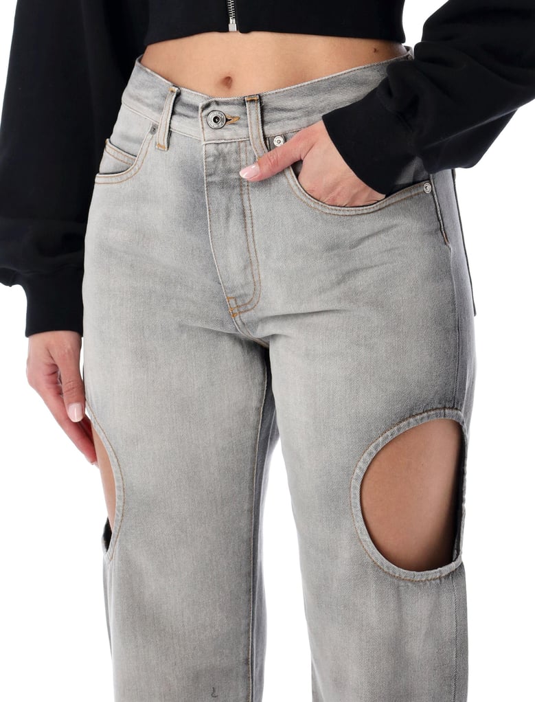 off-white grey meteor cut-out jeans by Selfnex