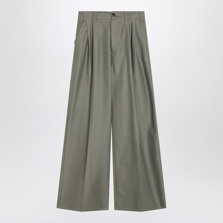 army green cotton wide-leg pant by Selfnex