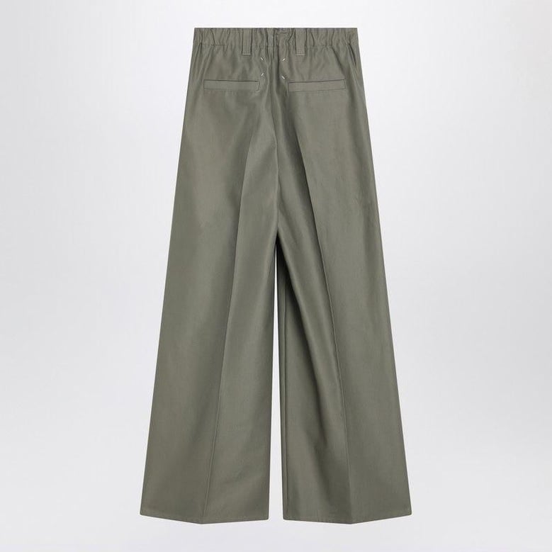 army green cotton wide-leg pant by Selfnex