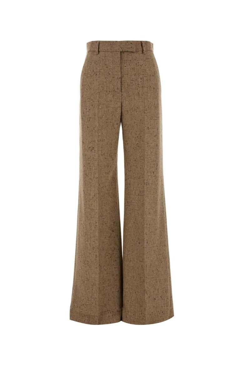 melange sand wool palazzo pant by Selfnex