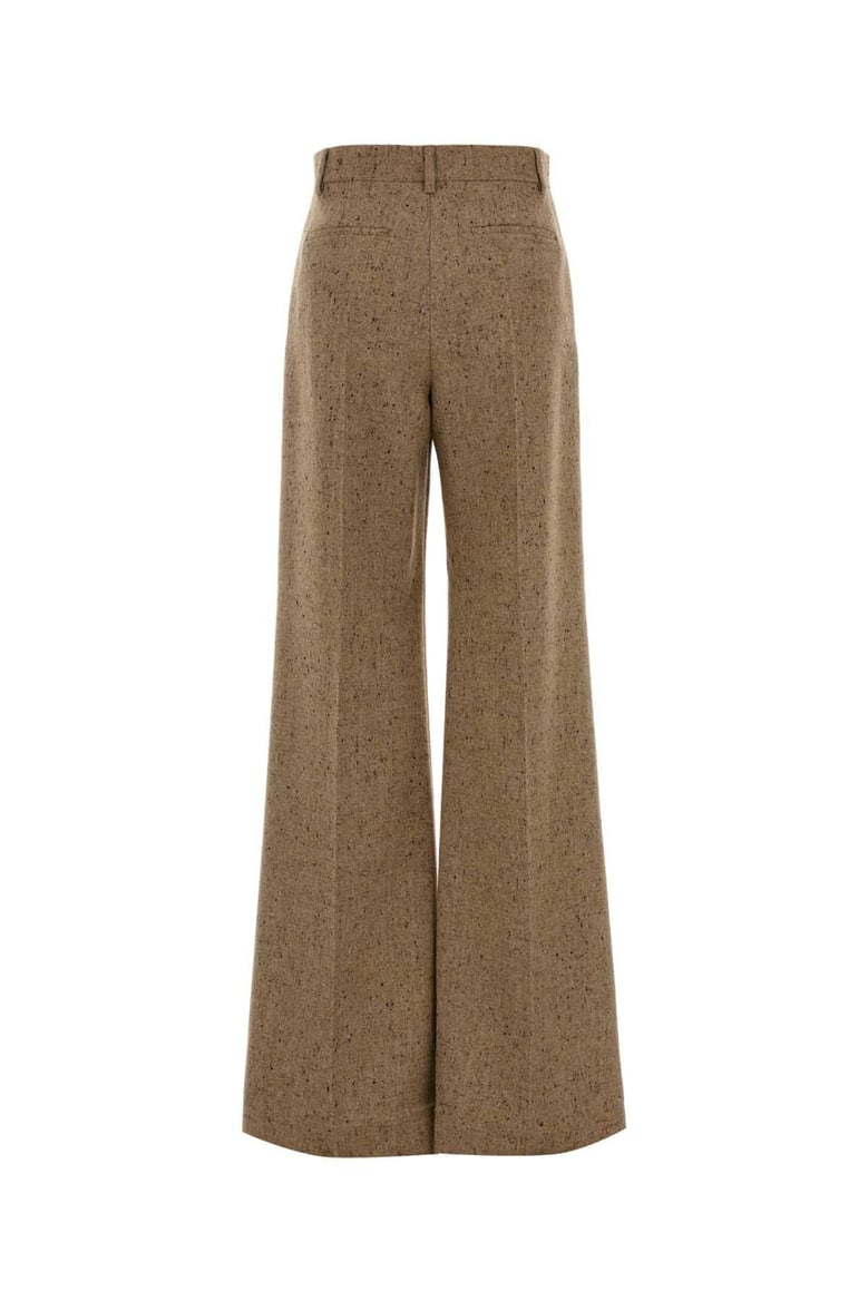 melange sand wool palazzo pant by Selfnex