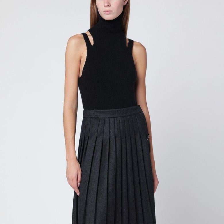 black cashmere blend turtleneck top by Selfnex