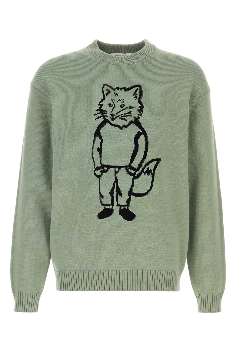 mint green cotton blend sweater by Selfnex